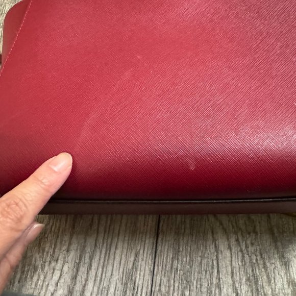 Michael Kors Brandi Womens Maroon Leather Gold Trim Top Handle Satchel Bag Purse - Picture 14 of 14